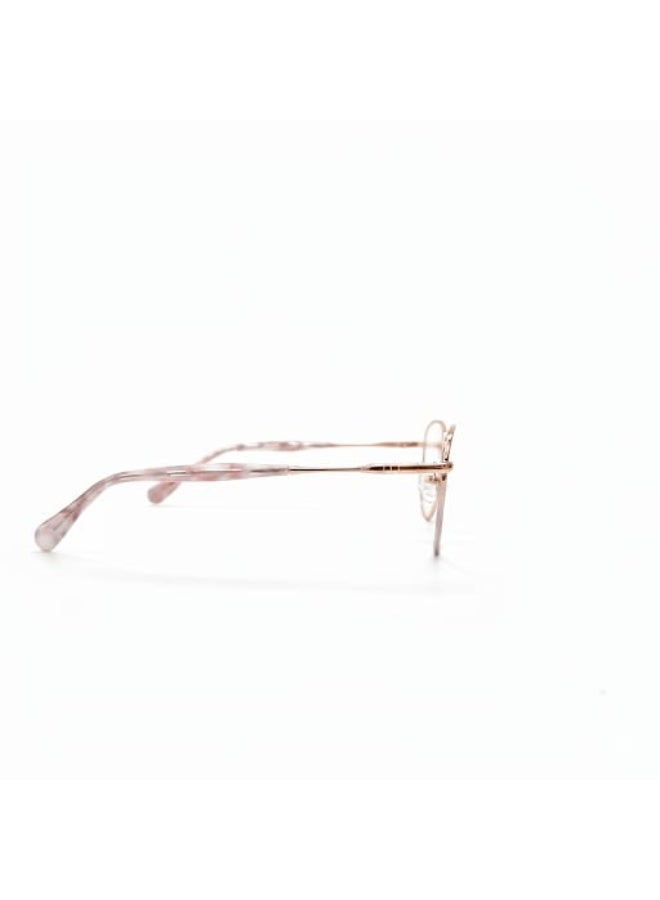 Women’s Rose Gold Round Eyeglasses - Shiny Metal Frame with Pink Havana Temples - Lightweight Optical Glasses - Image 2